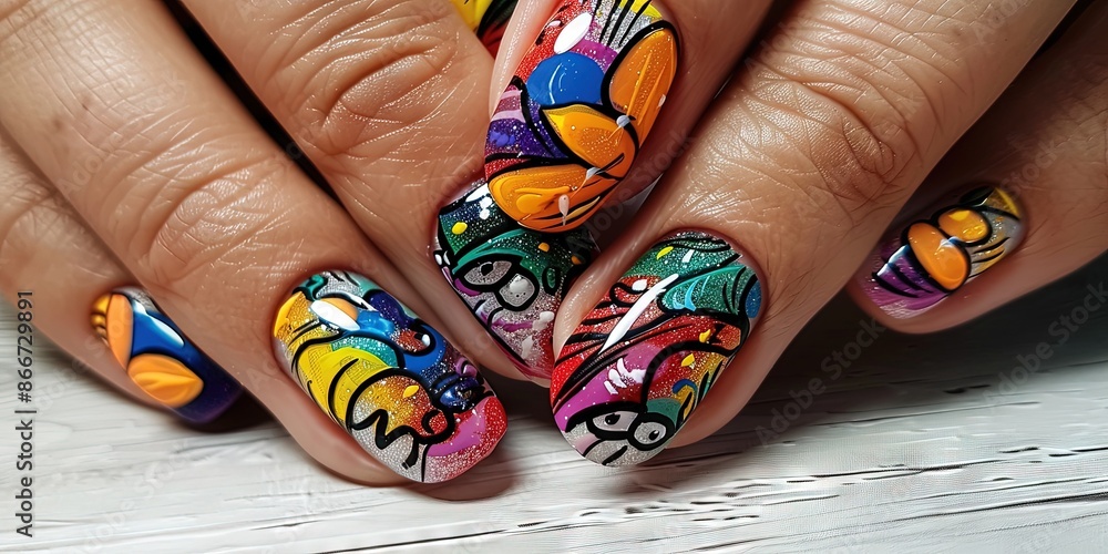 manicure with chicano design on nails - manicure with chicano design on nails -