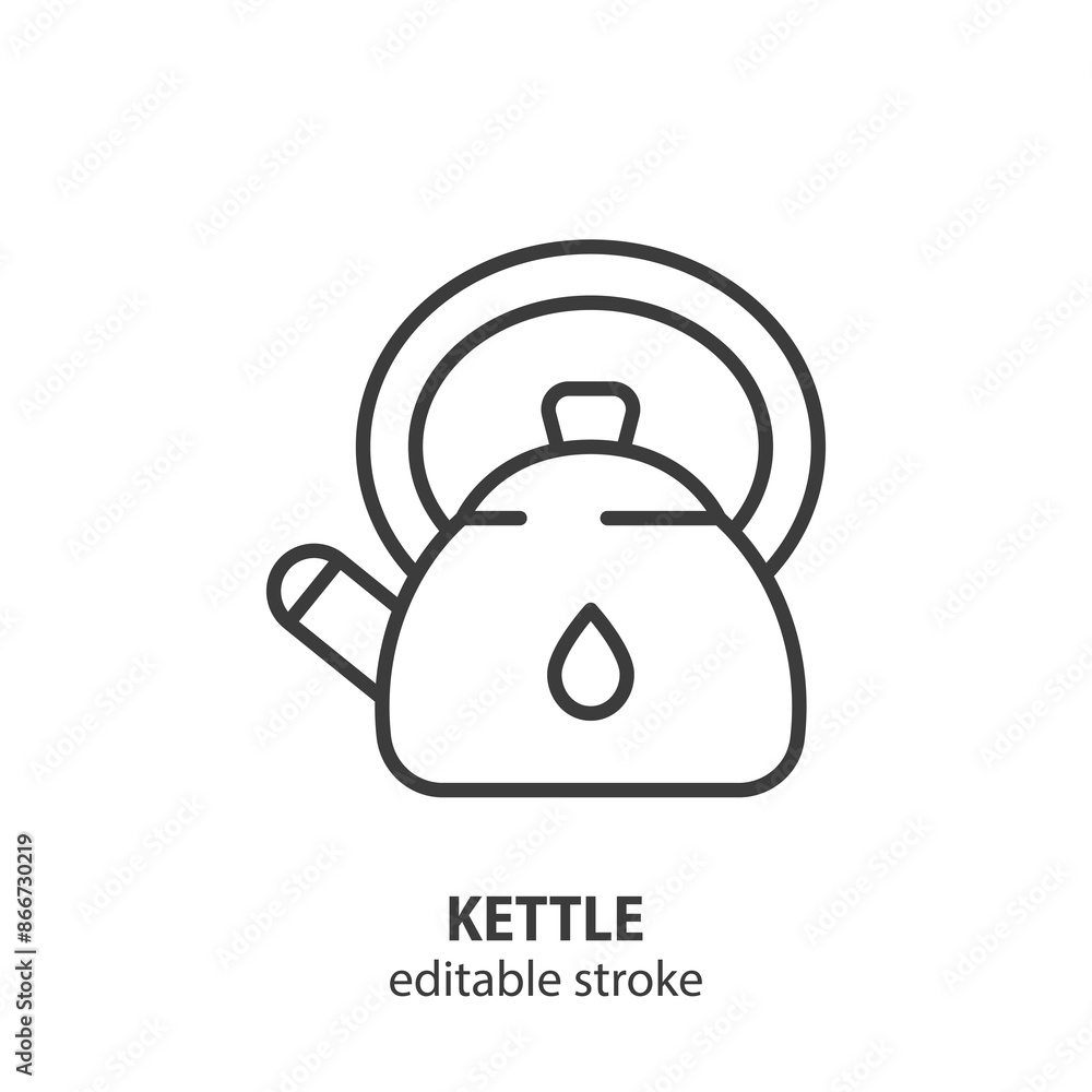 Kettle line icon. Pot vector illustration. Editable stroke. Kettle line icon. Pot vector illustration. Editable stroke.