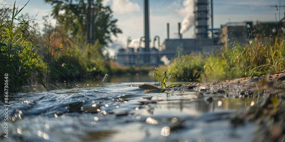 Fototapeta premium stream affected by industrial pollution. 