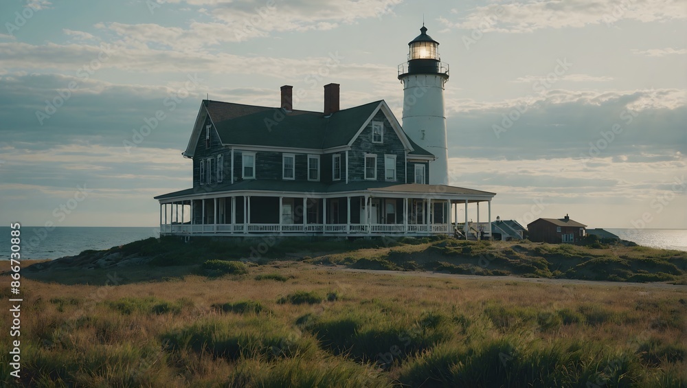 Historic Lighthouse by the Sea at Dusk Historic Lighthouse by the Sea at Dusk