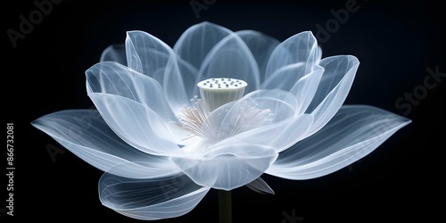 Exploring Lotus X-ray with Mori Kei Style Revealing Partial Flower Anatomy. Concept Mori Kei Style, Lotus X-ray, Partial Flower Anatomy, Nature-inspired Fashion