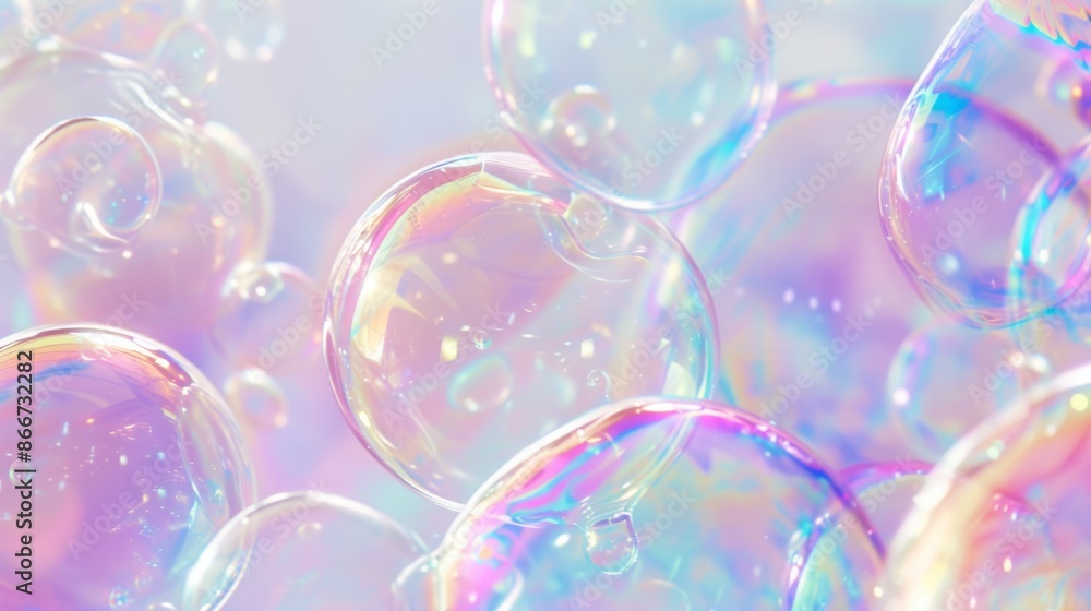 An abstract pattern of soap bubbles on a white background An abstract pattern of soap bubbles on a white background