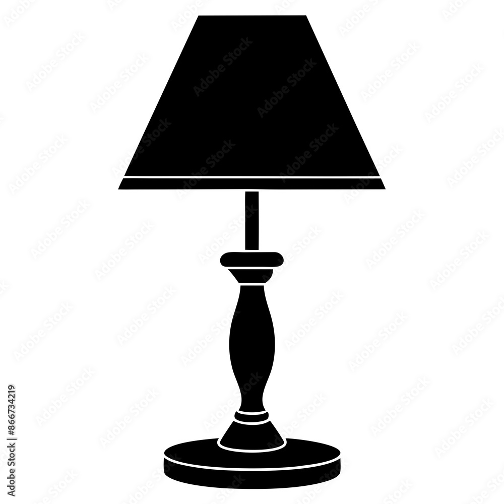 Table lamp on a the table silhouette vector illustration on white background Table lamp on a the table silhouette vector illustration on white background