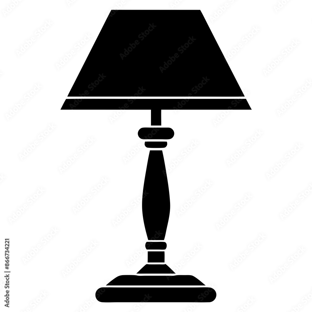 Table lamp on a the table silhouette vector illustration on white background Table lamp on a the table silhouette vector illustration on white background
