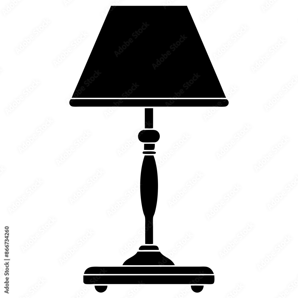 Table lamp on a the table silhouette vector illustration on white background Table lamp on a the table silhouette vector illustration on white background