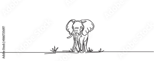elephant one line. Vector illustration