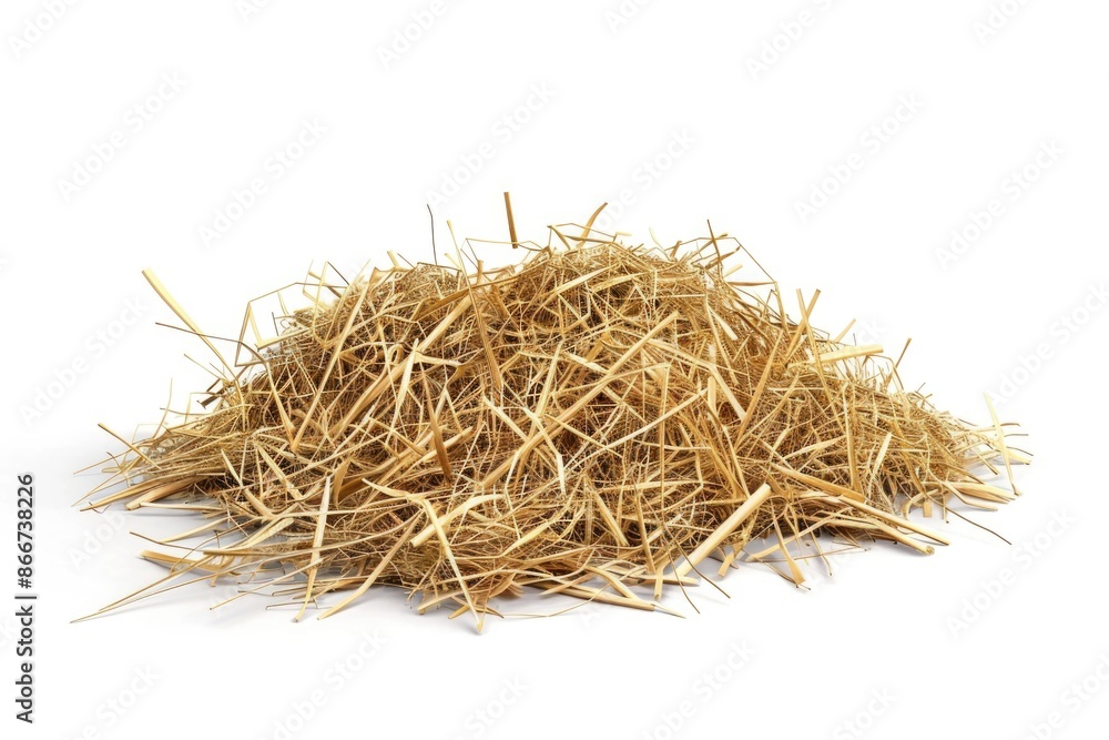 A stack of hay on a clean and simple white background A stack of hay on a clean and simple white background