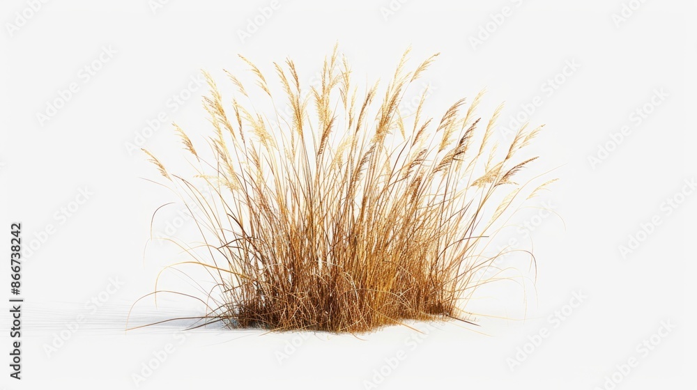 Obraz premium A bush of grass covered in snow on a white background