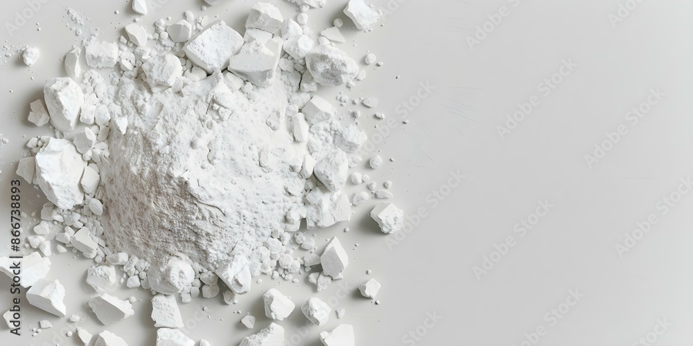 Uses of Isolated White Gypsum Powder in Chemical and Construction Applications. Concept Chemical Industry, Construction Applications, Isolated Gypsum Powder, White Powder Benefits Uses of Isolated White Gypsum Powder in Chemical and Construction Applications. Concept Chemical Industry, Construction Applications, Isolated Gypsum Powder, White Powder Benefits