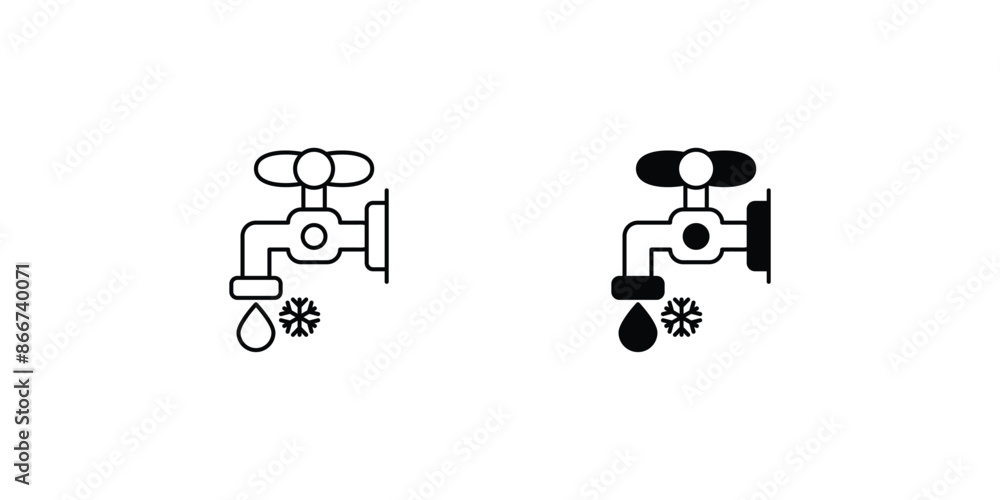 cold water tap icon with white background vector stock illustration cold water tap icon with white background vector stock illustration