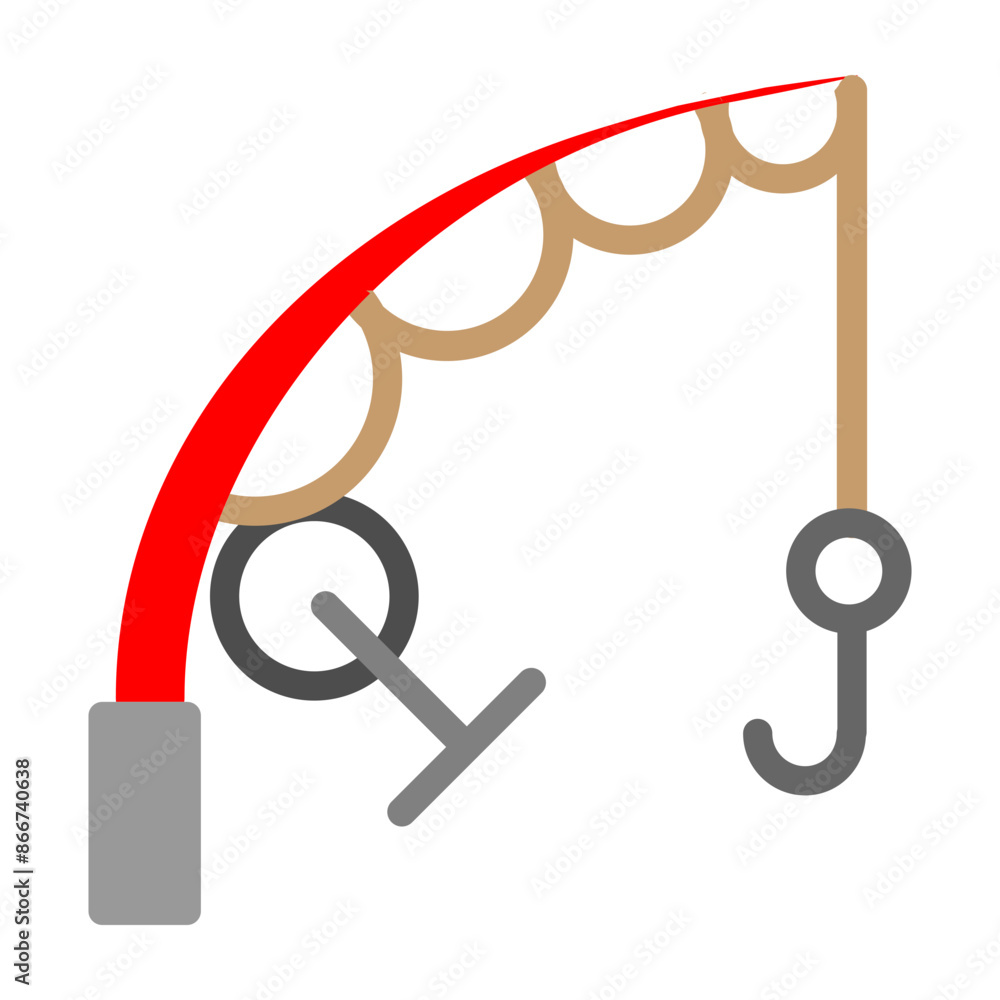 Fishing Rod Vector Flat Icon Design Fishing Rod Vector Flat Icon Design