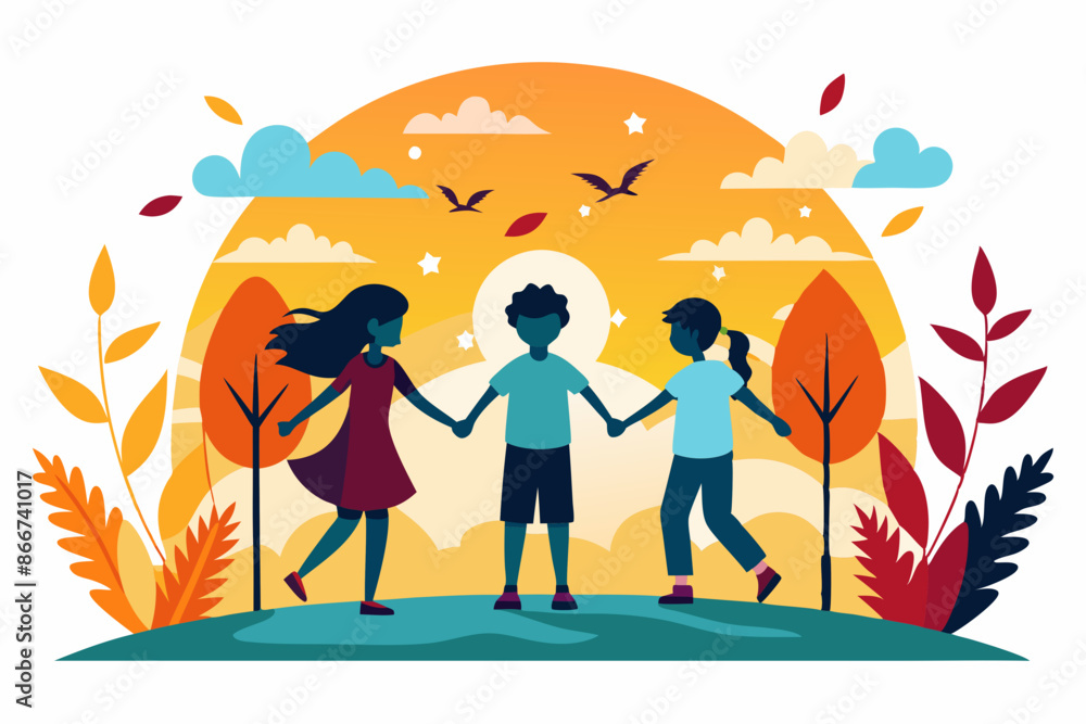 Happy Friendship Day vector silhouette on a white background. Happy Friendship Day vector silhouette on a white background.