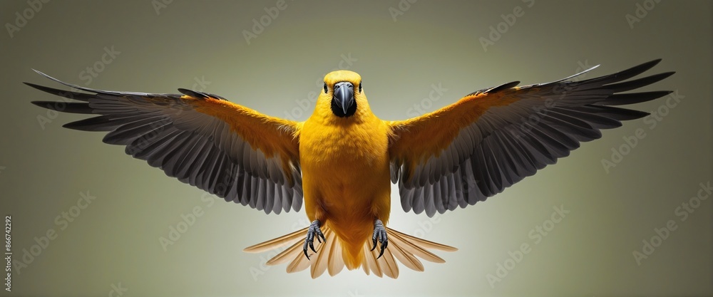 Obraz premium Vibrant Canary Bird Soaring Through a Colourful Digital World