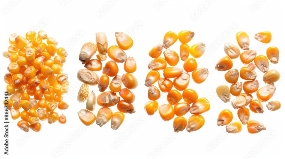 Close-up view of corn kernels on a white surface Close-up view of corn kernels on a white surface