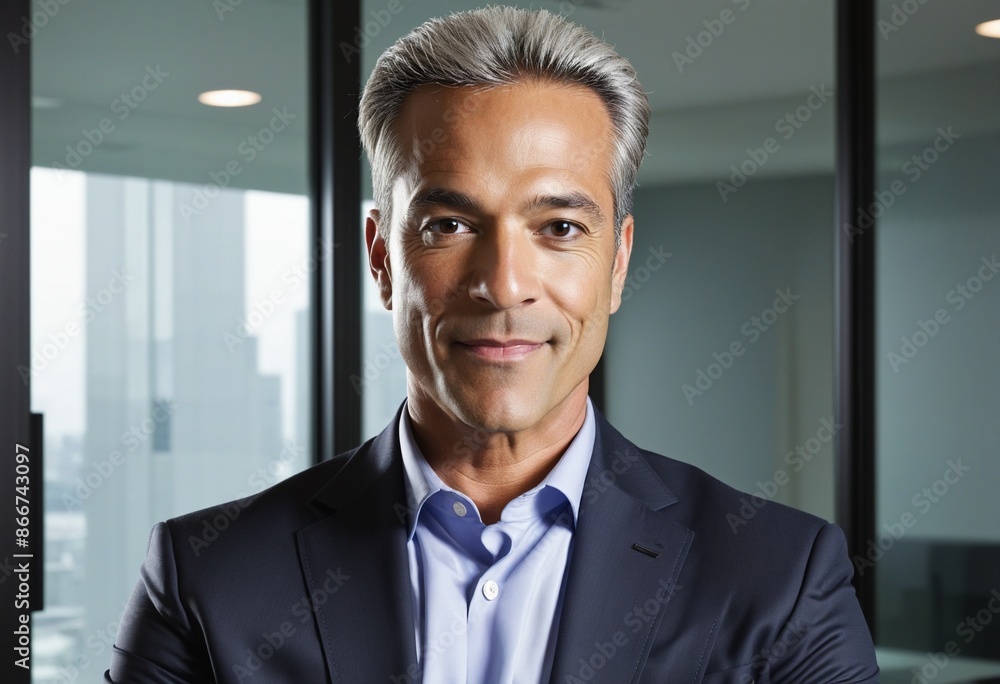 Middle-aged African American corporate executive in a black suit using AI technology to generate success in the office Middle-aged African American corporate executive in a black suit using AI technology to generate success in the office