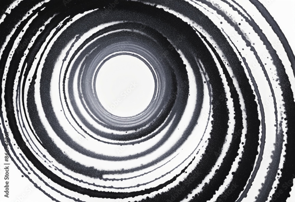 Obraz premium Abstract black paint strokes on white background with a spiral design, isolated photo with clipping path