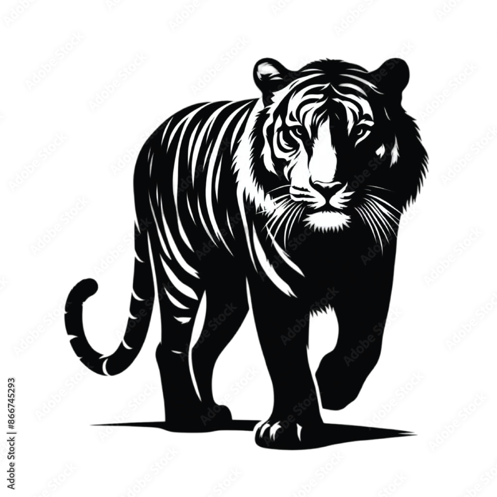 Silhouette tiger vector