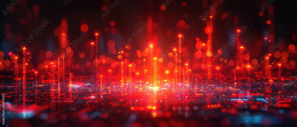 Abstract vector chart showing a rapid business growth with bold red arrows pointing upwards. Abstract vector chart showing a rapid business growth with bold red arrows pointing upwards.