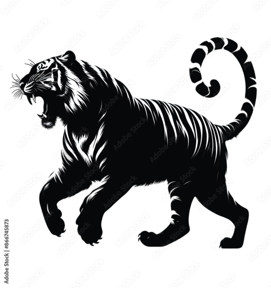 Silhouette tiger vector