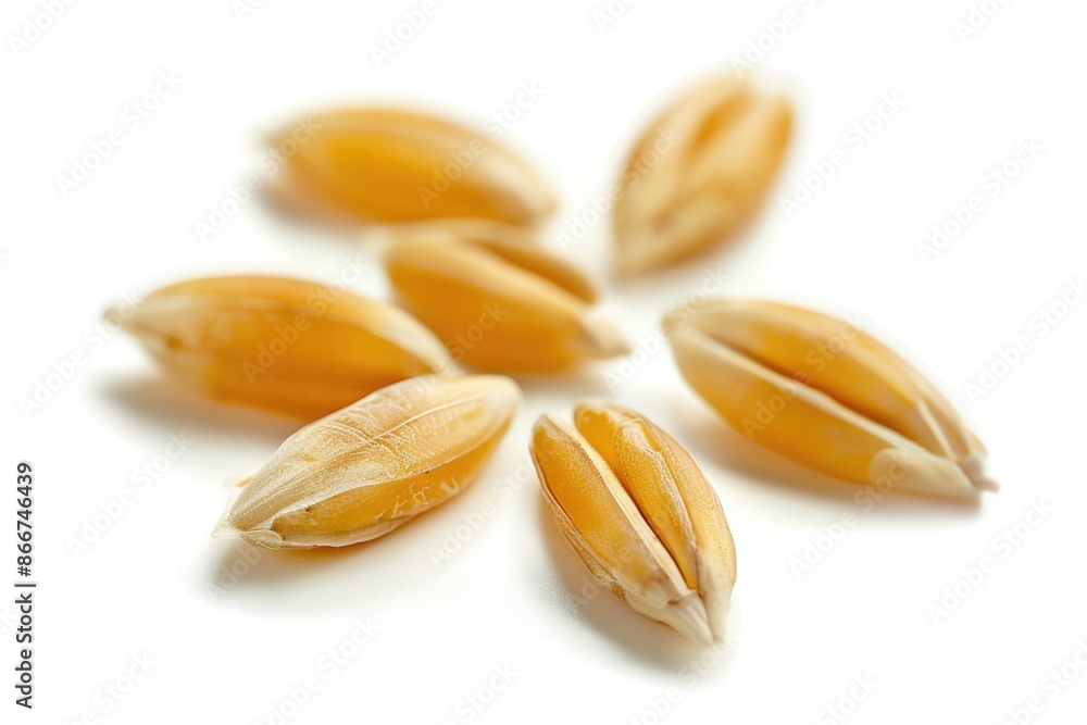 Close-up of various seeds on a white background, ideal for illustrations and designs Close-up of various seeds on a white background, ideal for illustrations and designs