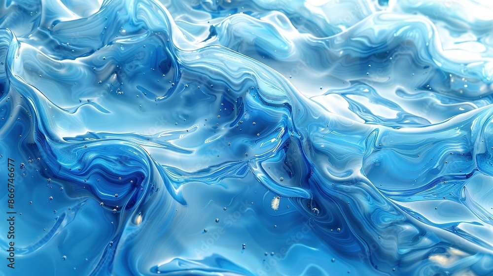 A close-up of blue-white background with water droplets on top and bottom A close-up of blue-white background with water droplets on top and bottom