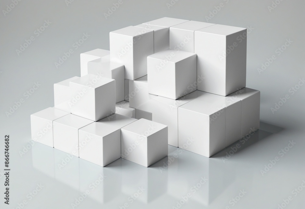 Modern 3D Render of Geometric Structure with White Cubes: A Conceptual Design for Business Modern 3D Render of Geometric Structure with White Cubes: A Conceptual Design for Business
