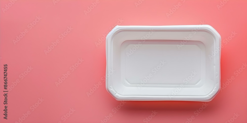 White Styrofoam Food Box from a Top View on Gradient Background. Concept Styrofoam Box, Food Packaging, Top View, Gradient Background, White Product White Styrofoam Food Box from a Top View on Gradient Background. Concept Styrofoam Box, Food Packaging, Top View, Gradient Background, White Product