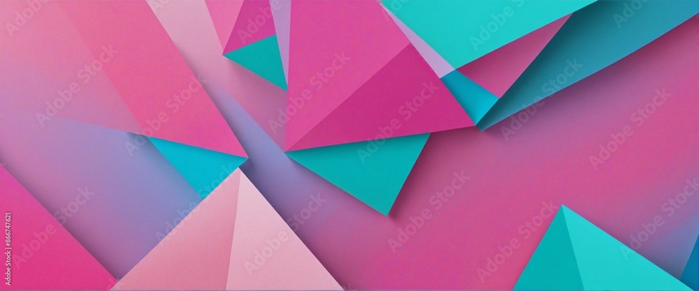 Vibrant geometric triangular shapes in pink, purple, blue, and turquoise form an abstract and colorful design perfect for website banners, print templates, and business branding Vibrant geometric triangular shapes in pink, purple, blue, and turquoise form an abstract and colorful design perfect for website banners, print templates, and business branding