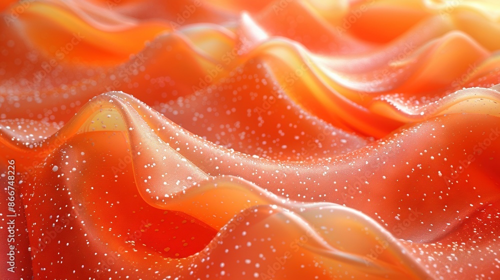 Orange and yellow wave painting with white dots at the top and bottom Orange and yellow wave painting with white dots at the top and bottom