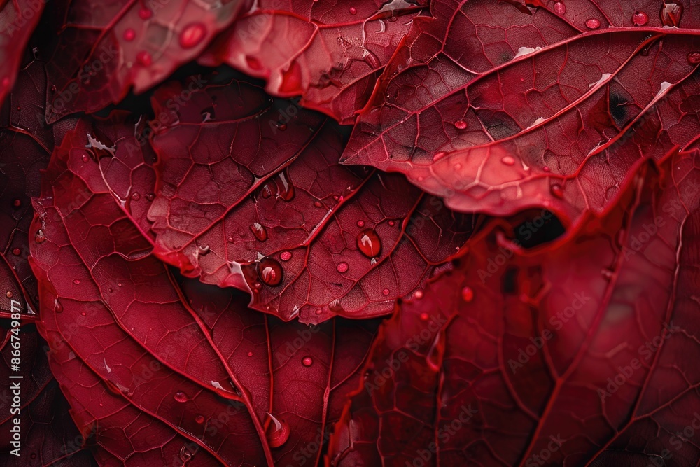 Fototapeta premium A close-up shot of a bunch of red autumn leaves