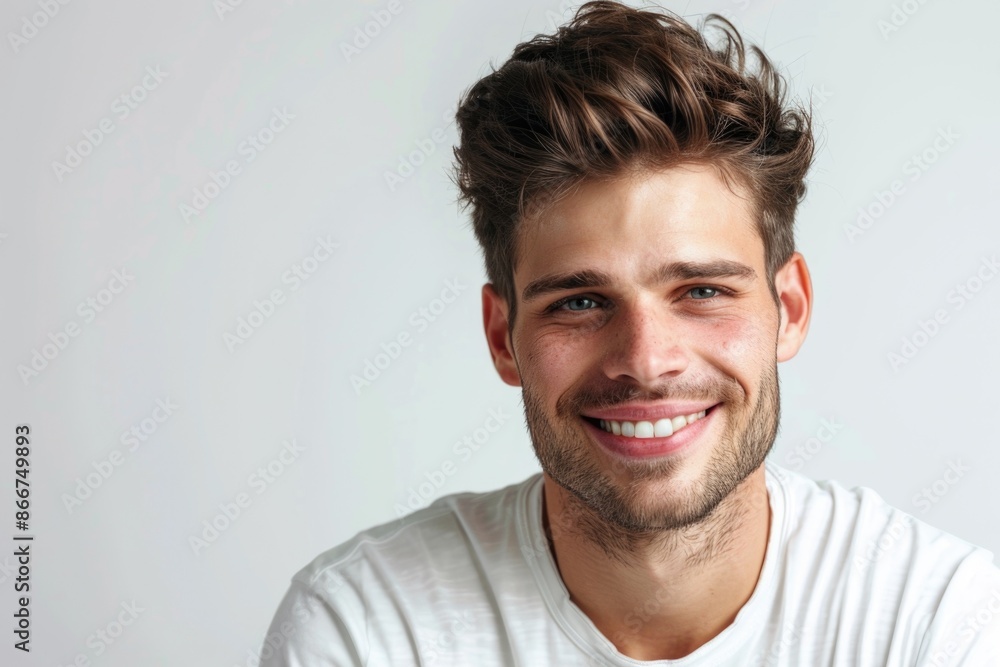 A man wearing a white t-shirt and a beard, probably in a casual or outdoor setting A man wearing a white t-shirt and a beard, probably in a casual or outdoor setting