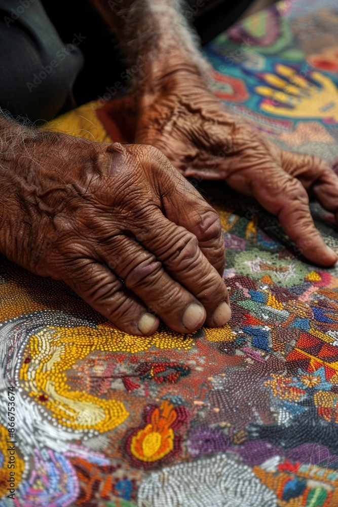 A close-up view of a person's hands resting on a table cloth, with subtle details visible A close-up view of a person's hands resting on a table cloth, with subtle details visible
