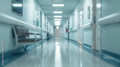 Wallpaper Mural  Blurred modern hospital corridor background. Abstract blurry clinic hallway interior. Entrance of medical emergency room in hospital. Healthcare and medical center background Torontodigital.ca