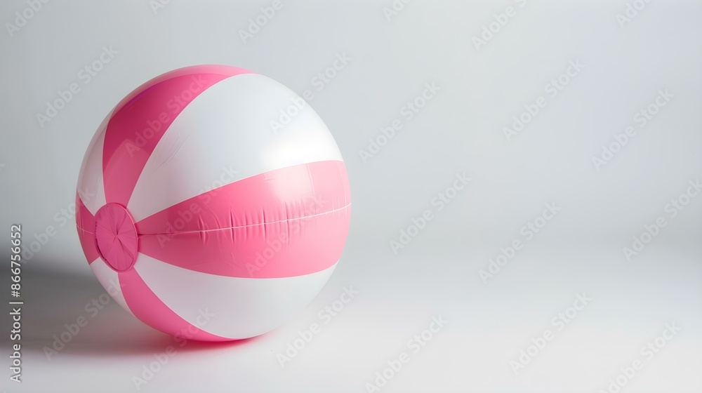 Pink and White Beach Ball on a white Background with Copy Space Pink and White Beach Ball on a white Background with Copy Space