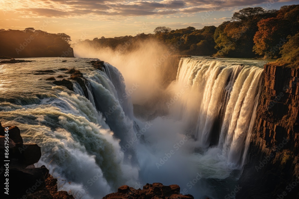 Fototapeta premium Falls Vitória, Zimbabwe, the Danger Point lookout, with spectacular views., generative IA