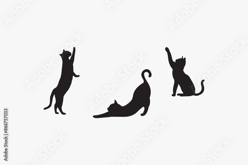 A black and white vector silhouette illustration of a cat 