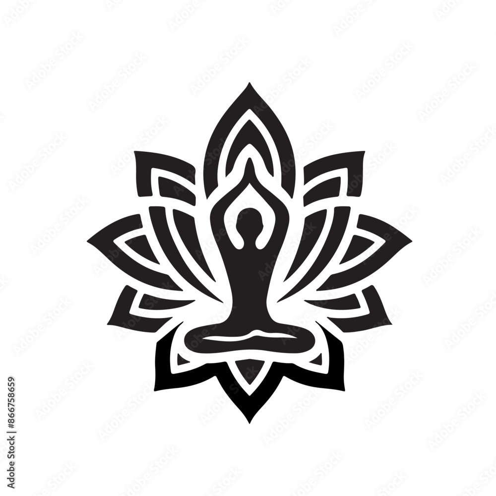 Yoga logo icon silhouette vector art illustrator Yoga logo icon silhouette vector art illustrator