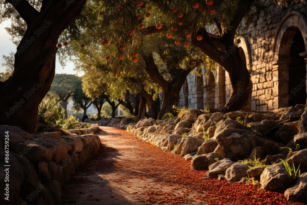 Jerusalem, Israel, The Garden of Gethsemane (Garden of Gethsemane), a religious place., generative IA