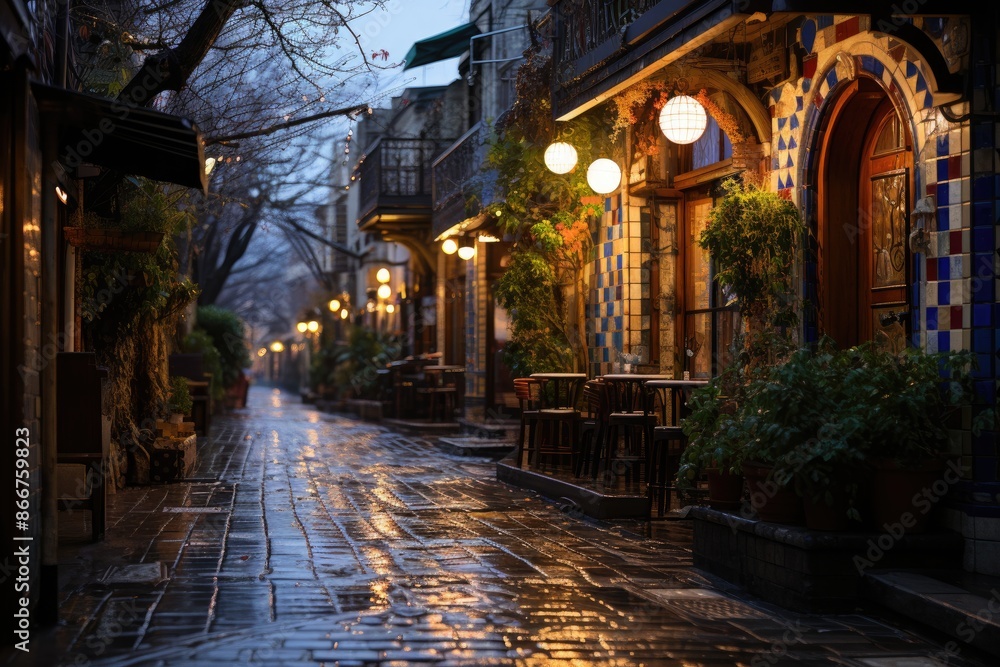 Fototapeta premium Tel Aviv, Israel, the Tzedek snow neighborhood, with picturesque streets and art galleries., generative IA