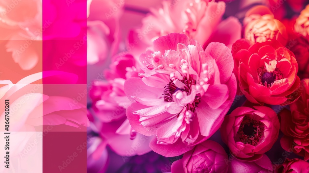The 2025 trendy color is Viva Magenta. It's a fashion color palette sample featuring an abstract floral pattern and swatch collage. The 2025 trendy color is Viva Magenta. It's a fashion color palette sample featuring an abstract floral pattern and swatch collage.
