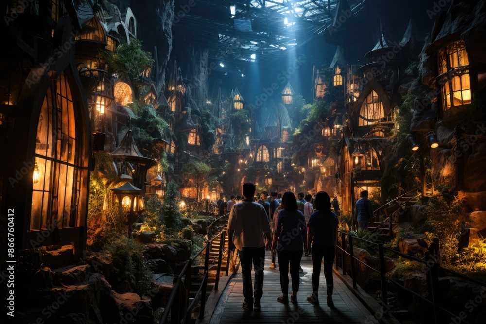 Fototapeta premium Dubai, United Arab Emirates, the IMG Worlds of Adventure theme park, with exciting attractions., generative IA