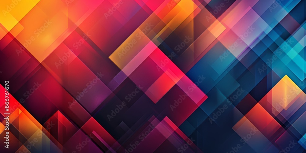 Modern geometric shapes with bold squares and triangles, colorful gradient hues, seamless repeat, vibrant and energetic feel Modern geometric shapes with bold squares and triangles, colorful gradient hues, seamless repeat, vibrant and energetic feel