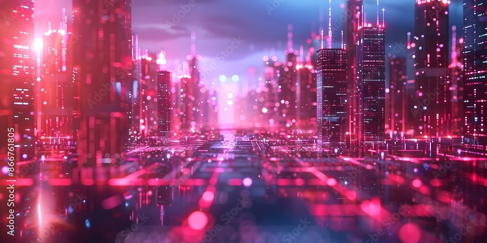Neonlit digital landscape symbolizes interconnectedness in the modern age. Concept Digital Art, Neon Lights, Modern Technology, Interconnectedness, Landscape Neonlit digital landscape symbolizes interconnectedness in the modern age. Concept Digital Art, Neon Lights, Modern Technology, Interconnectedness, Landscape