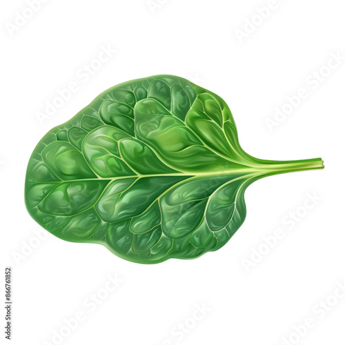 A fresh spinach leaf, vegetable element, vector art, dark green, isolated on white background photo