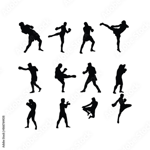 silhouettes of muay thai 