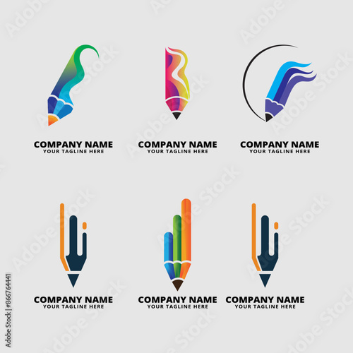 set of pencil logo vector