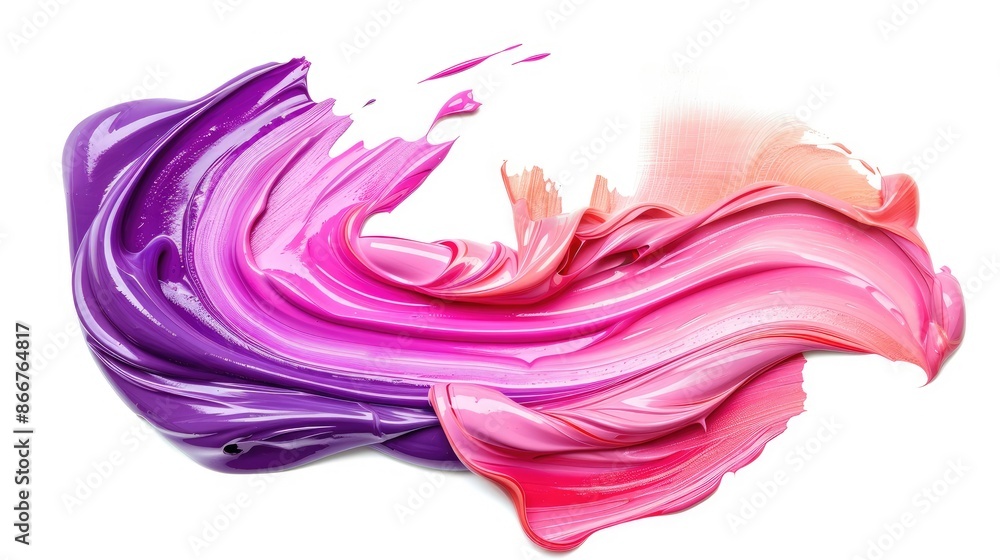 Dynamic twisted paint stroke in bright pink and purple isolated on white Dynamic twisted paint stroke in bright pink and purple isolated on white