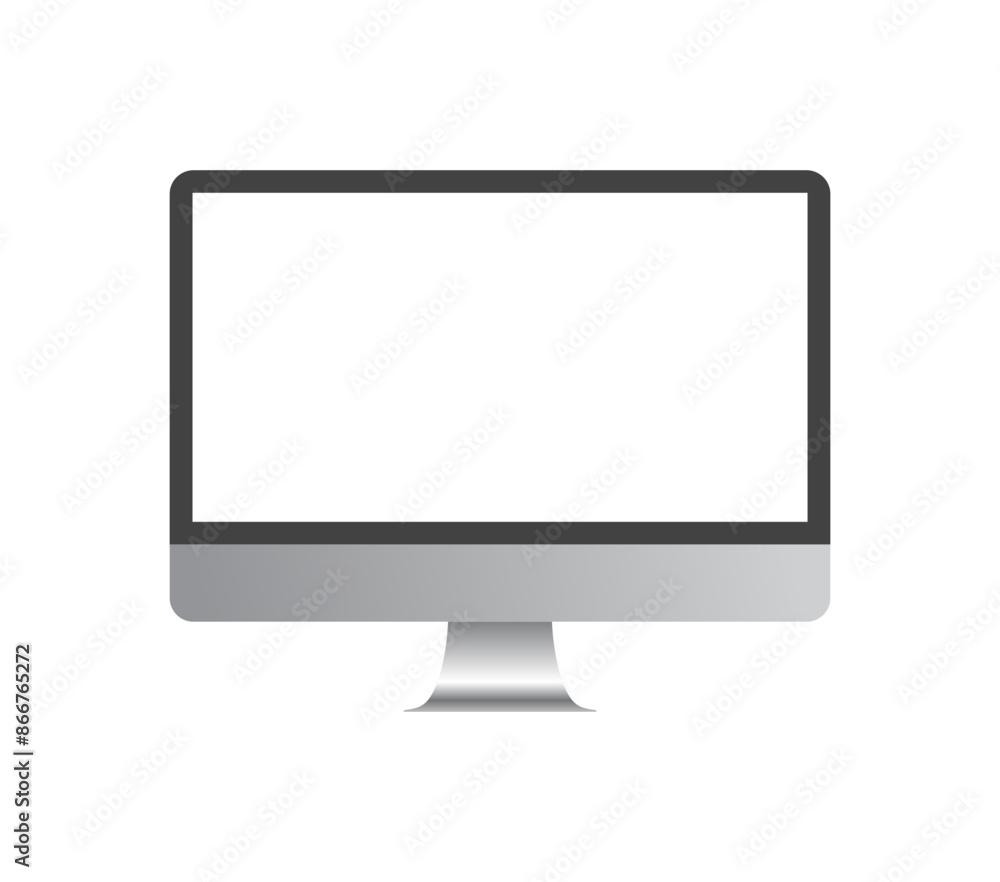 Monitor on a transparent background. Imac in a realistic style mockup front view with blank screen. A computer. Personal computer on a white background. Vector Monitor on a transparent background. Imac in a realistic style mockup front view with blank screen. A computer. Personal computer on a white background. Vector