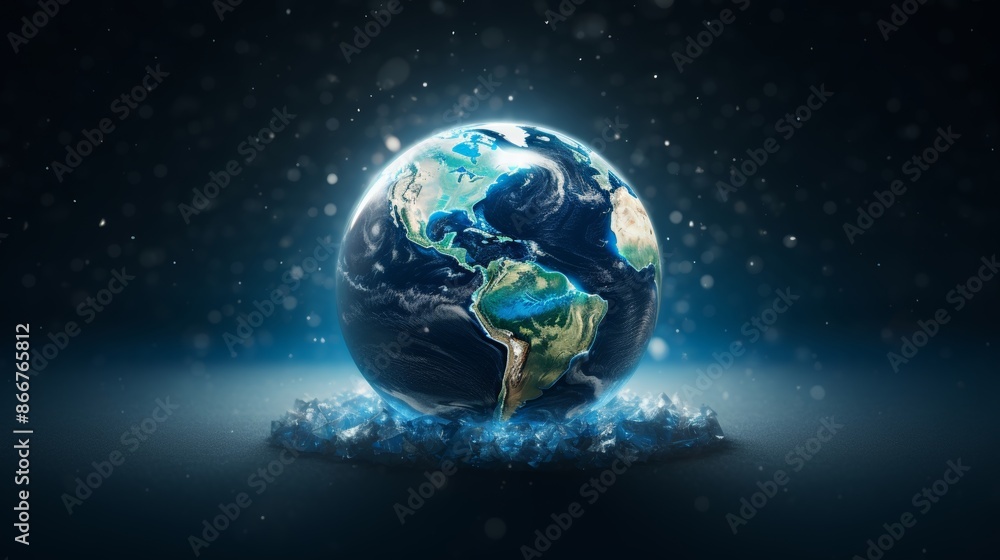 Fototapeta premium Earth globe in galaxy space art, astronomy and science concept for earth hour earth day event