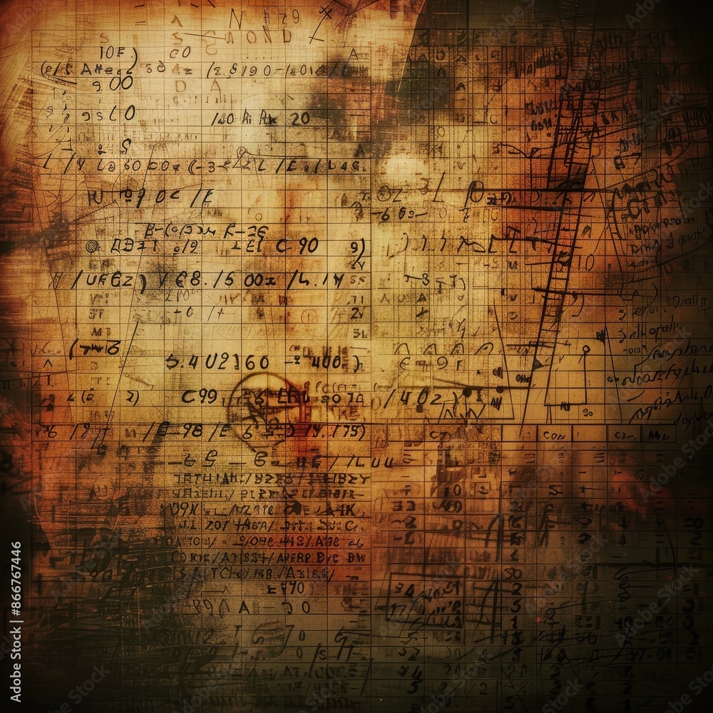 Complex mathematical formulas and numbers in the background. Complex mathematical formulas and numbers in the background.